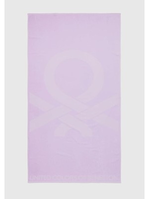 Pearl Shop Colors Of Benetton Unisex Yetişkin Logo Baskılı Deniz Havlusu Mor Standart