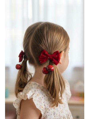 Lynare Kiraz Figürlü Kıstırmalı Fiyonk Toka 2 Adet