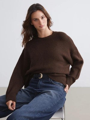 LC Waikiki Bisiklet Yaka Oversize Kadın Triko Kazak  (W5)