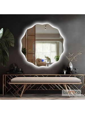 Lumora Mirror Design Cirelia Beyaz Led'li Lazer Kumlamalı Lavabo & Banyo Aynası (Dokunmatik Sensörlü)