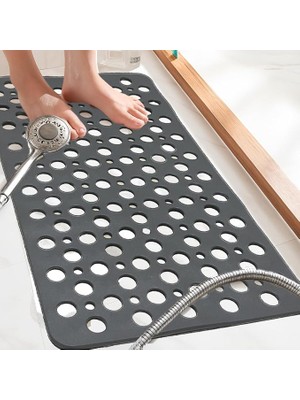 | Kaymaz Banyo Paspası | Antrasit Gri | 66X36CM – Dikdörtgen Duş Matı, Küvet Paspası | Güçlü Vantuzlu, Su Tahliyeli, Yumuşak | Makinede Yıkanabilir | Kaydırmaz Zemin Matı (Antrasit Gri)