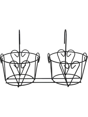 Ferforje 2'li Metal Balkon Saksısı 42X19X24 cm Dekoratif Saksı Standı, Çiçek Saksısı