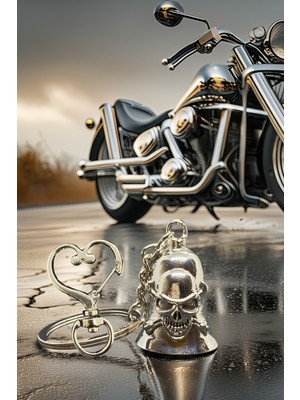 Shiney Aksesuar Çelik Anahtarlık Şans Çanı Guardian Bell Kuru Kafa Model Anahtarlık Koruyucu Çelik Motosiklet Luck Bell