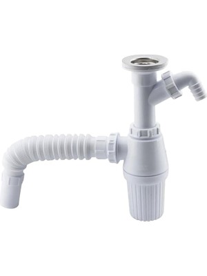 Pis Su Giderli Sökülebilir Tas'lı Çift Gider Sifon Körüklü Temizlenebilir Mutfak Banyo Lavabo Boru