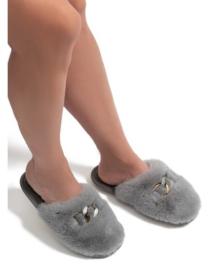 Twigy Perla Peluş Kadın Ev Terliği Gri 37/41