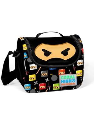 Coral High Siyah Ninja Desenli Termoslu Beslenme Çantası - Erkek Çocuk