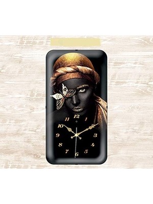 Bombeli Camlı Afrikalı Kadın Saat, Çok Renkli, 26X47CM