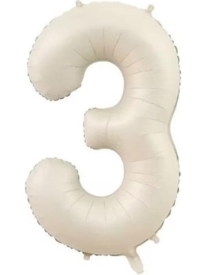 Kumu Bej Rengi Rakam Folyo Balon 3 Yaş