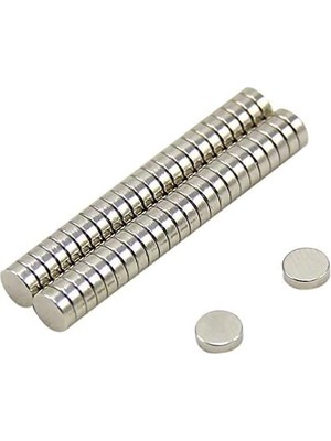 Adet 5x2 mm Yuvarlak Güçlü Neodyum Mıknatıs (Çap 5 mm Kalınlık 2 Mm)