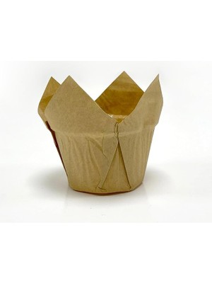 Pearl Shop Hediye Sepeti 50'li Kalın Lale Kapsül Kraft Muffin Kek Kalıbı, Içi Yağlı Kağıt Tulip, Safari Konsept, Cupcake Kağıdı Doğum Günü Parti Dekorasyonu Için