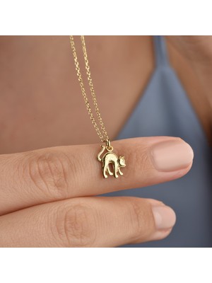 Nox Jewelry 14 Ayar Mikron Altın Kaplama Minimal Kedi Figürlü Kolye – El Yapımı Zarif Tasarım - CN00475