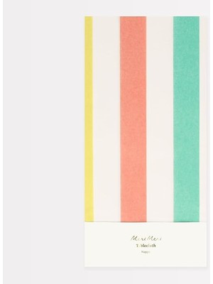Meri - Multi Stripe Tablecloth - Multi Renkli Çizgili Kağıt Masa Örtüsü