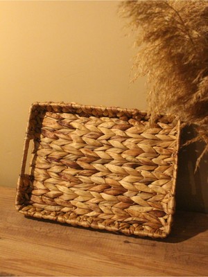 Paganca Hasır Su Sümbülü Dikdörtgen Tepsi Küçük Boy