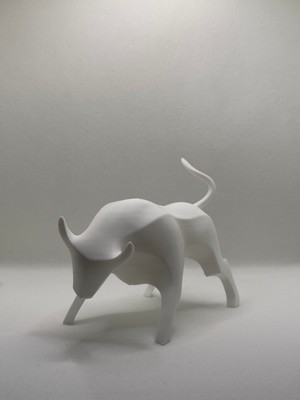 TSC Beyaz Pla Minik Boğa Figürü Ofis Masa Ev Dekorasyon Eşyası 16CM