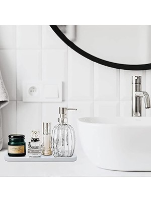 Pearl Shop Home Silikon Sabunluk Yağdanlık Altlığı Organizer, Çok Amaçlı Sunumluk,sıvı Sabun Standı 26X10 cm