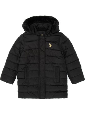 U.S. Polo Assn. Kız Çocuk Siyah Kapüşonlu Kaban 50313175-VR046
