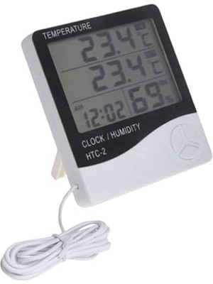 Pearl Shop Dijital Termometre Saat Nem ve Sıcaklık Ölçer Iç Dış Mekan