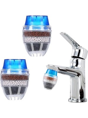 Pearl Shop 2 Adet 5 Katmanlı Aktif Karbon Su Arıtma Aparatı, Aktif Karbon Filtrasyonu ve Su Temizleme Filtresi, Musluk Başlığı