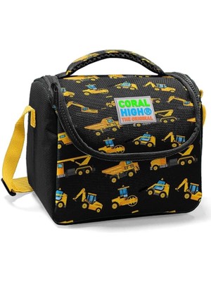 Pearl Shop High Siyah Sarı Iş Makinesi Baskılı Okul Beslenme Çantası