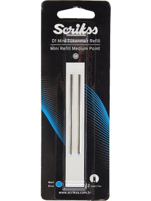 Pearl Shop D1 Mini Tükenmez Refil 2'li Blister Mavi