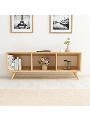 Pearl Shop Dizayn Tina Açık Raflı Tv Sehpası Safir Meşe