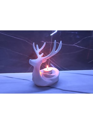 TSC Yılbaşı Ren Geyiği Dekoratif Mum LED 12CM Beyaz Renk