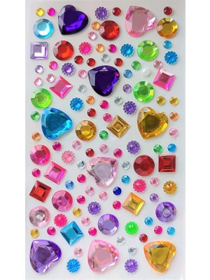 Pearl Shop Sticker Taş Sticker Yapışkanlı Saç, Yüz, Tırnak, Makyaj Nane Süs Taşı Işıltılı Parlak Renkli Kalpli Kareli, Giraffe Sticker