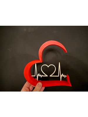 TSC Sevgililer Günü Kalp Nabız Aşk Pla Baskı Kırmızı Renk Hediyelik Eşya