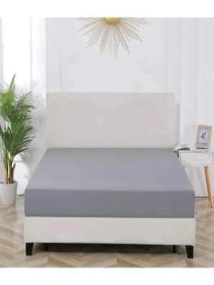 Pearl Shop Çift Kişilik Battal Boy 180X200 Lastikli Penye Çarşaf - Koyu Gri