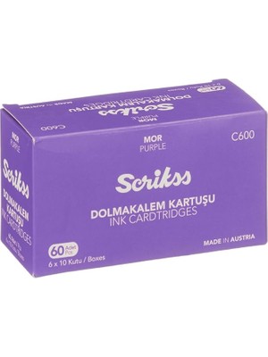 Pearl Shop Kartuş Dolma Kalem Kartuşu 6'lı Blister 10'lu Paket Mor