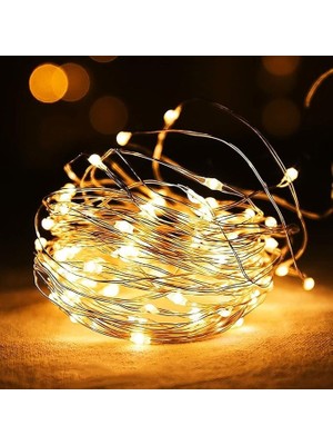 Pearl Shop Peri LED Işık 3 Metre (Sarı) Pilli Aydınlatma Şerit LED Saçak Spot Süsleme (1 Adet)