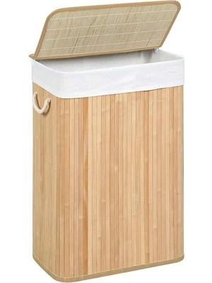 Pearl Shop Kirli Çamaşır Sepeti, Dikdörtgen Form, Beyaz Iç Kaplama, Kulplu