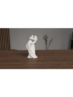 TSC Çift Heykeli Sevgiler Günü Hediyelik Figur Beyaz Renk 13CM