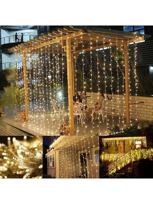 Pearl Shop DD70YT1365 320 LED 8 Fonskiyonlu Dekoratif LED Günışığı Perde, 2x2 Metre