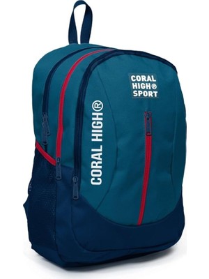 Pearl Shop High Sport Nefti Lacivert Okul ve Günlük Sırt Çantası - Dört Gözlü - USB ve Aux Soketli