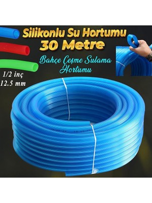 Pearl Shop Bahçe Çeşme Su Hortumu Iç Çap 1/2 Naturel Silikonlu Sulama Araç Yıkama Hortum 30 Metre