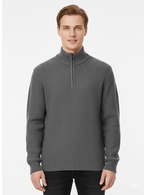 Modaplaza Erkek Yaka Fermuarlı Triko Kazak 220