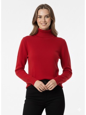 Modaplaza Kadın Ponpon Desenli Yarım Balıkçı Triko Kazak 5200