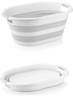 Pearl Shop Plastik Çamaşır Sepeti 25 Lt Silikon Akordiyon Sepet