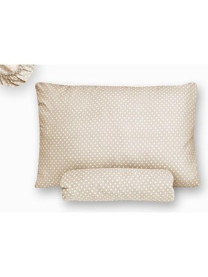 Pearl Shop Tek Kişilik Bej Puantiyeli Lastiksiz Çarşaf ve Yastık Kılıfı - 160 x 240