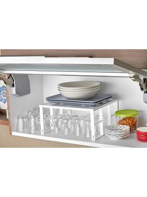 Pearl Shop Dolap Içi Raf Düzenleyici - Beyaz Metal Dolap Içi Raf, Gıda Kiler Organizasyon ve Depolama Rafları, Beyaz