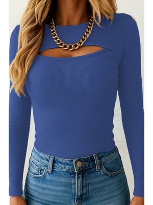 Arben Boutique Kadın Uzun Kollu Pencere Detaylı Kaşkorse Bluz