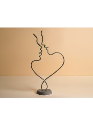 TSC Sevgililer Günü Kalp Insan Figürü Sevgililer Mini Heykeli 17CM Siyah Renk