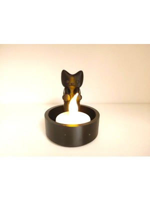 TSC Siyah Sevimli Kedi Mum LED 2 Adet Dekoratif Eşya Hediyelik