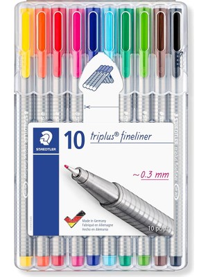 Pearl Shop 334 SB10 Triplus Üçgen Fineliner 0.3 mm 10'lu Set