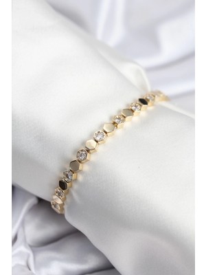 Butik Pirinç Vıp Seri Gold Renk Petek Model Kadın Bileklik