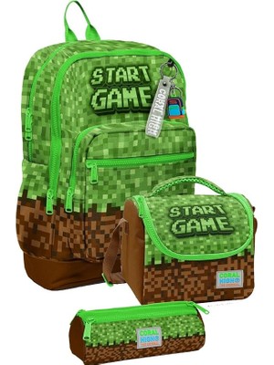 Pearl Shop High Ilkokul Üçlü Okul Başlangıç Çanta Seti - Yeşil Kahverengi Craft, Erkek Çocuk