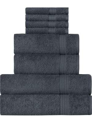 Pearl Shop Home My Mürdüm Madame D'or Paris, Lüks 2 Banyo Havlusu, 2 El Havlusu ve 4 Mutfak Havlusu, Ring Pamuklu Banyo Için Yüksek Emici Havlu, Duş Havlusu 8 Parça Havlu Seti, Gri