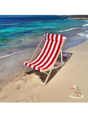 Pearl Shop Ahşap Tasarım Katlanır Kamp Sandalyesi Şezlong Her Koşula Uygun Tekli Dinlenme Koltuğu Kırmızı