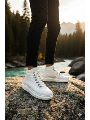 Zerenyus ZRJ206 Bağcıklı Beyaz Erkek Spor Bot